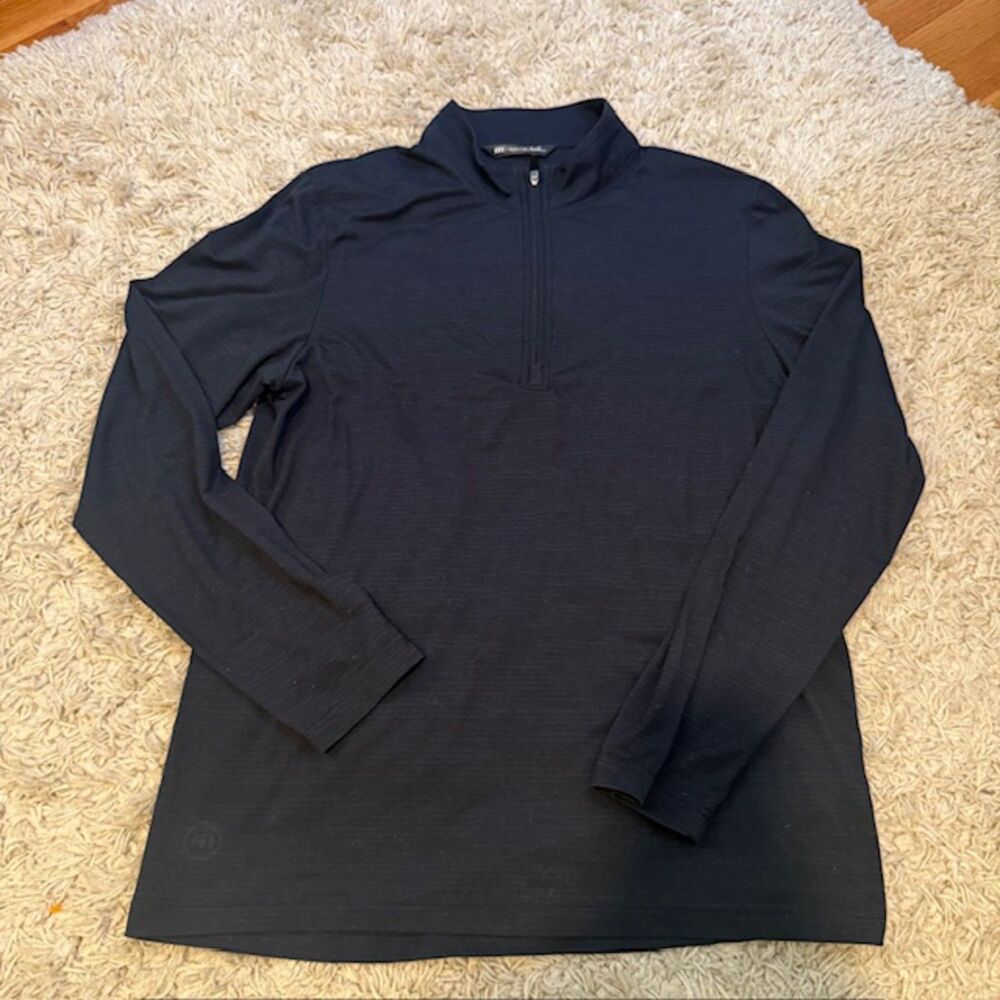 Travis Mathew 1/4 Zip Pullover M Black Poly Cotton‎ Blend VGC Preppy